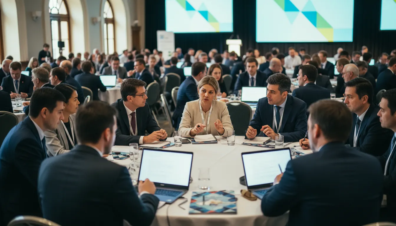 International delegates gathered at conference hall discussing child protection policies