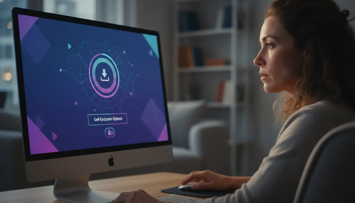 Online casino platform interface displaying responsible gaming tools including deposit limits and self-exclusion options